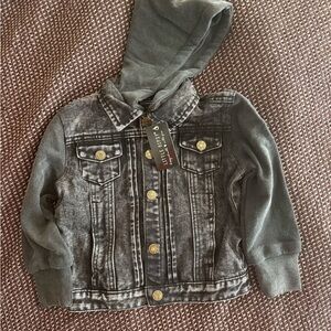 Little Bipsy Black Denim Jacket with Hood